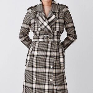 Karen Millen Wool Look Coat in Black and White Size 10 NWT